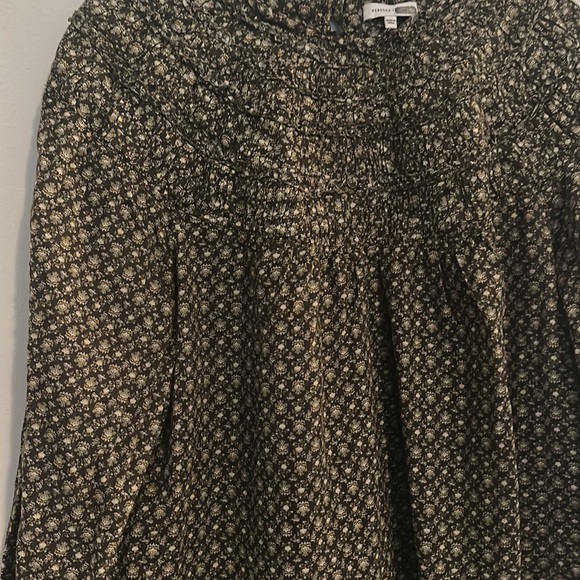 Rebecca Taylor x Anthropologie Fleur Brown Smocked Silk Blend Blouse 0,2,4,6, 14 - Picture 4 of 5